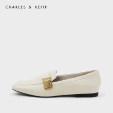 CHARLES＆KEITH 女士金属扣饰方头乐福鞋