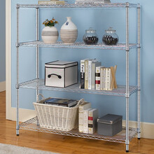 纳典 四层重型置物架 客厅卧室阳台大货架家用 金属仓储杂物整理收纳架 仓库落地多层大架子展示架 加长-不锈钢色122*46*150CM