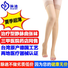 台湾脉迪治疗型静脉曲张袜子医用弹力袜医疗压力袜压缩袜抗血栓高筒大腿袜 男女士春夏季超薄款 二级包趾肉色 S