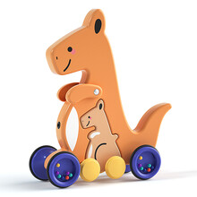 益趣童年 宝宝拉绳牵引拖拉学步萌兔可爱有趣的拉线动物车学步神器早教儿童女孩男孩玩具 欢蹦袋鼠(母子款)