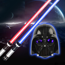 星球大战黑武士光剑面具披风套装玩具 可发声发光激光儿童玩具剑 黑武士【双光剑+面具】