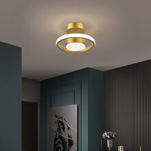 VVS美学灯 全铜北欧过道灯走廊灯轻奢阳台吸顶灯创意入户门厅玄关铜灯具 全铜过道灯A款直径20*12cm单色白光