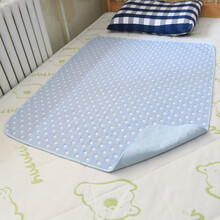 新生婴儿隔尿垫儿童纯棉六层纱布防水可洗透气夏天防湿隔尿垫床单 纯棉纱布蓝点 50x70cm