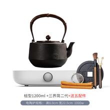 御汕堂 日本铁壶原装进口纯手工南部铸铁茶壶泡茶烧水壶生铁壶电陶炉套装 槌型1200ml+三界简2代电陶炉