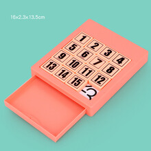 华容道 磁力 数字华容道强大脑超滑动磁力片数学拼图儿童三国游戏棋玩具 粉色-【抽屉版有磁性】