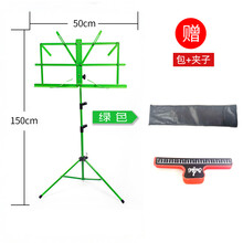 欧若拉-家用可折叠便携式乐谱架子落地加粗升降可调古筝吉他小提琴歌谱台 绿色折叠+夹子+包