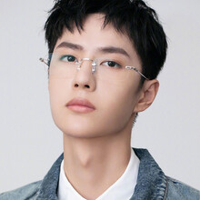 POEROY纯钛无框王一博同款眼镜框男潮流防辐射抗蓝光无边框眼睛架 银色 单镜框