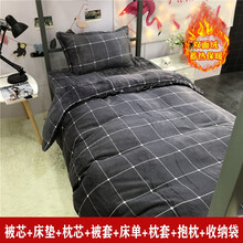 宇极 被褥全套法莱兰绒加厚被套床单学生宿舍冬被子全套寝室单双人被芯被褥套装 憧憬（加绒款） 1.8米宽床 被芯2.0*2.3m 7斤 十件套