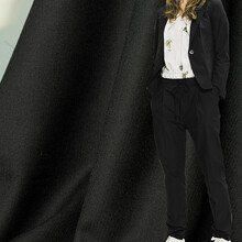 煊缎 黑色精纺羊毛布料 春秋薄款毛呢子中性纯色西装套装制衣面料