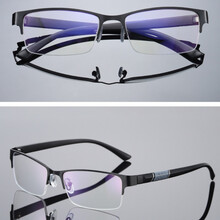 卡若登新品男生平面眼睛眼镜男0-600度半框金属眼镜平光防蓝光抗电脑护眼 升级版-黑框 防辐射无度数【盒+布】