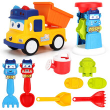 百变校巴儿童玩具沙滩车套装沙漏铲子玩沙桶挖土工具戏水玩雪决明子宝宝洗澡玩具男女孩儿童生日礼物 百变校巴大号沙滩车+沙漏（10件套）