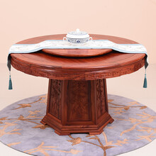 DFJXW F红木家具缅甸花梨（学名：大果紫檀）圆餐桌椅组合实木原木中式圆桌圆形饭桌餐厅歺桌 单桌 直径138*高80cm