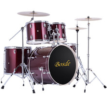 博仕德 架子鼓儿童成人爵士鼓练习入门初学者专业演奏5鼓2镲3镲4镲乐器 【演奏级】酒红色/5鼓3镲(双版支架+大礼包)