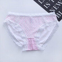 曼烟sm纯棉配蕾丝女士开裆裤免脱直入大码情趣内裤内衣激情套装超服情趣用品性用品 粉紅圓點+粉紅幼條 XL