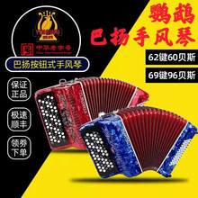 鹦鹉巴扬手风琴YW-663 69键96贝斯YW-672 62键60贝斯按钮手风琴初学考级演奏 96贝斯红色YW-663