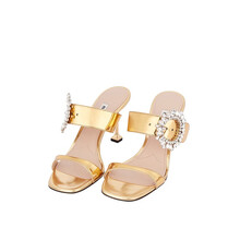 缪缪MIU MIU 女士金色金属质感穆勒鞋 5XX456F085-3LDI-F0056 37