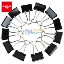 齐心(Comix)长尾夹小号 黑色金属燕尾夹票据夹子 5#19mm 12只/盒 办公用品工具B3609