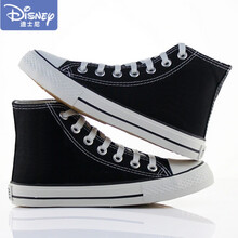 迪士尼（Disney）童鞋2021春夏季新款儿童帆布鞋透气夜光鞋百搭洋气男童女童布鞋子 高帮黑无图 30
