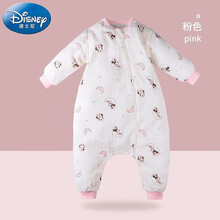 迪士尼宝宝（Disney Baby）婴儿睡袋儿童可脱袖睡袋纱布分腿睡袋春秋冬季薄款宝宝防踢被 萌萌夏日浅粉90cm