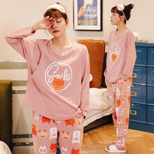 米度丽 月子服春秋孕妇睡衣怀孕期纯棉秋季哺乳衣长袖产妇喂奶家居服套 豆粉 M