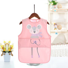 稚心宝宝围兜 婴儿饭兜儿童防水吃饭围兜宝宝围嘴儿童围裙反穿衣 儿童无袖罩衣 星星鼠粉色 0-2岁 90码