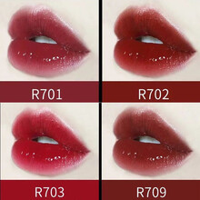 果汁味镜面空气唇釉防水不易沾杯掉色不脱妆小黑镜漆光系列花木兰联名款唇彩唇蜜显白学生平价哑光 703#酸甜草莓+709#栗子糖棕