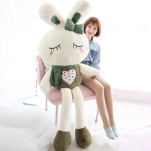 61节毛绒玩具小白兔子公仔布娃娃可爱睡觉抱枕大白兔女孩玩偶生日礼物六一儿童节礼物 绿色眯眼兔 80厘米