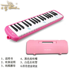 口风琴全乐理37键学生练习教学比赛儿童成人口吹琴专业乐器琴定制 37键口风琴粉色(塑盒)+全套赠品