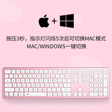 爱国者(aigo) V800樱粉键盘 有线键盘 双系统低音键盘 适配苹果Mac RGB光 超薄铝合金 苹果笔记本电脑 樱粉