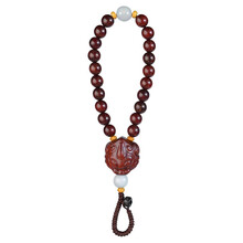 YORA 小叶紫檀貔貅念珠短款汽车钥匙挂件钥匙扣男钥匙链女编织钥匙挂绳个性韩国可爱创意礼物