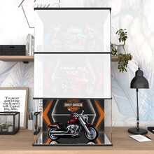 乐高赛道摩托42036杜卡迪42107哈雷10269带灯收纳防尘罩展示盒 哈雷摩托喷绘10MM厚木塑底座 一层乐高展示柜