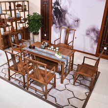 寻古红木家具非洲鸡翅木（学名：非洲崖豆木）茶桌椅组合实木新中式办公室泡茶桌茶台O 158茶桌+大号禅椅+小号禅椅