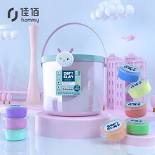 佳佰【京东自有品牌】24色礼盒装彩泥 儿童超轻粘土兔子粉红色桶装 太空粘土DIY手办男孩女孩3-15岁玩具套装