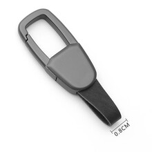 汽车钥匙扣男士腰挂加厚真牛皮现代简约个性挂件创意适用于奔驰大众本田哈弗丰田宝马奥迪起亚福特雪弗兰别克 深灰色-0.8CM皮宽