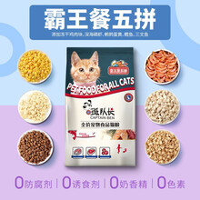 【冻干含量≥5%】斑队长 冻干猫粮2kg 幼猫成猫全阶段适用 营养增肥补钙鱼味猫粮 霸王餐五拼-4斤装