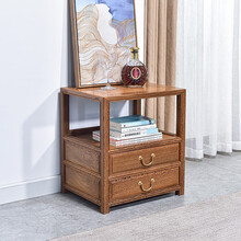 寻古红木家具非洲鸡翅木（学名：非洲崖豆木）边桌茶几实木新中式茶水柜储物柜小茶台角几柜Q C款：长50*宽40*高55cm