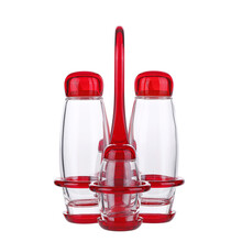 Guzzini弧形托架调味瓶4件套 红色调料收纳陈列瓶 红色