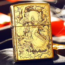 zippo打火机原装纯铜雕刻武财神关羽武圣 男士礼品 财义两全 武财神