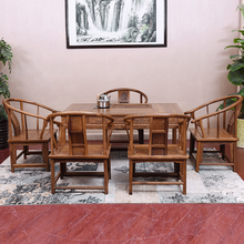 匠人塘红木家具非洲鸡翅木（学名：非洲崖豆木）茶桌椅组合实木茶桌功夫茶桌中式客厅办公室泡茶桌茶几茶台桌 128茶桌六件套(带电热炉)