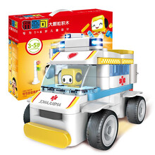 布鲁可积木 百变布鲁克小队儿童大颗粒积木拼装玩具车 1-6岁男女孩遥控益智拼插生日礼物 可可百变救护车【拼搭版】