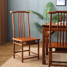 美如画 红木家具 非洲花梨（学名：刺猬紫檀）新中式传承餐椅梳子茶椅家用实木单人椅子靠背椅包铜 两张