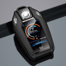 宝马液晶钥匙套7系730li740包X5X6X7壳5系535Le扣6GT630车高档触屏新 宝马【典雅黑/单壳】液晶屏全包款