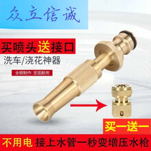 21新款龙辉居家日用园林黄铜喷嘴多功能铜增压喷头可调节水花洗车浇水 喷头一个