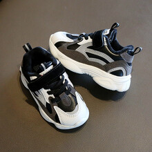 福郎特儿童宝宝熊猫鞋男童运动鞋2020秋冬新款女童网红老爹鞋小童二棉鞋 黑灰 22码/内长14CM