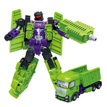 变形教室儿童变形合体工程先锋机器人合金挖掘机吊车工程车压路车卡车5合1男孩套装玩具 变形卡车