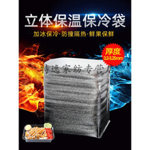 保温袋铝箔立体一次性外卖打包冷冻食品水果海鲜大闸蟹隔热袋加厚创意 十个价3号泡宽型(34*24*34)
