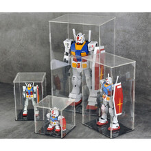 手办展示盒 透明亚克力展示盒高乐收纳模型罩子玩具高达积木防尘盒子定制 底座大小25*10CM 黑底/高30CM(透明底备注)