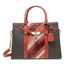 迈克·科尔斯（MICHAEL KORS）专柜款NOUVEAU HAMILTON系列PVC配皮赤褐色拼色手提包 30F0G0HS3U TRRCTTA MLTI