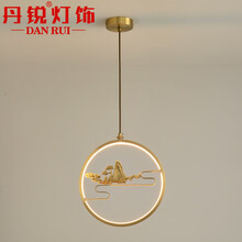 丹锐 新中式轻奢全铜小吊灯现代简约单头卧室床头灯具中国风禅意餐厅吧台走廊过道led工程灯具 7022款