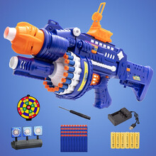 高恩 蓝色加特林软弹枪 儿童玩具枪旋转电动连续发射安全射击练习6-8-10岁男孩生日礼物